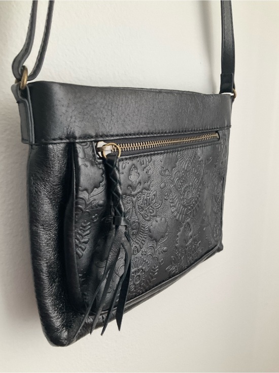 The Sak Handbags - The Sak Black Embossed Leather Crossbody with Tassel